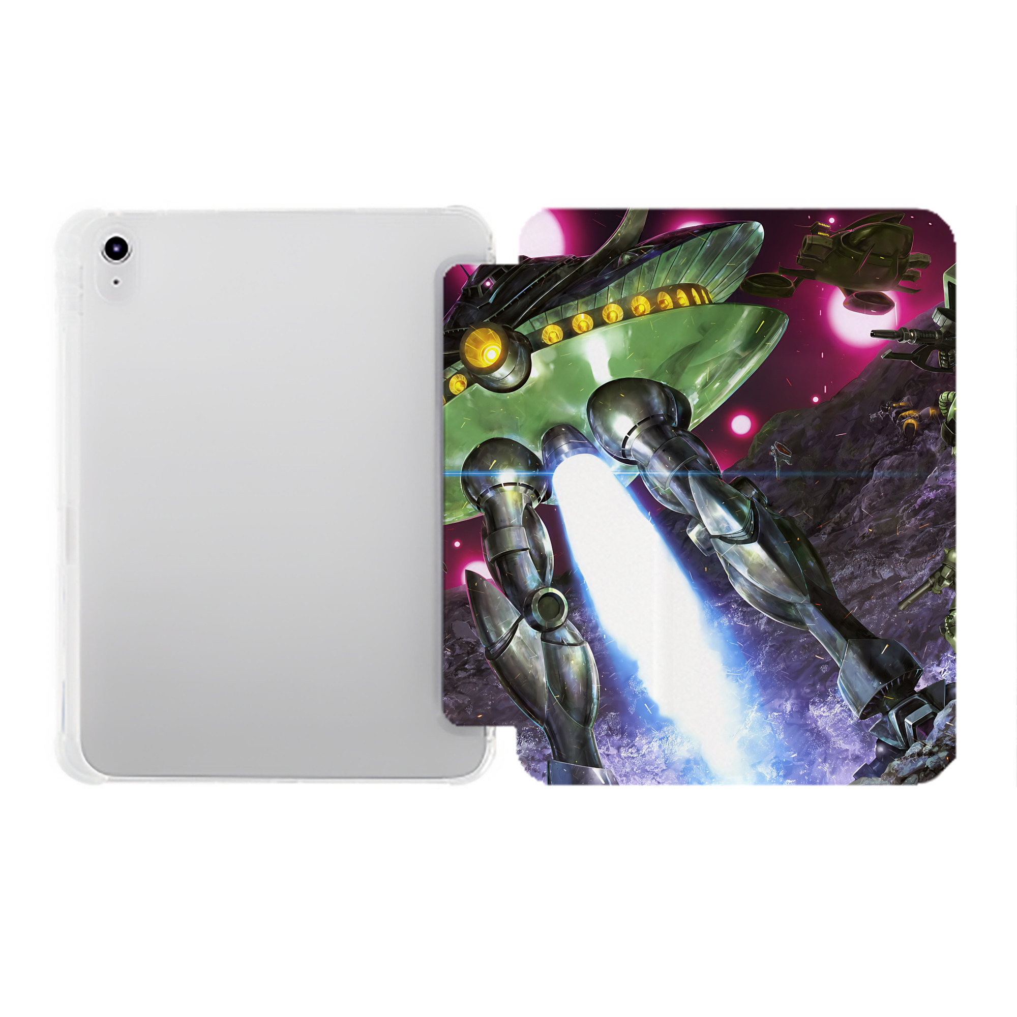 （画像用） 機動戦士ガンダム Mobile Suit Gundam IPad ケース ペン収納付き 三つ折りスタンド PUレザー×シリコン 対応機種9.5/10.5/10.9インチ